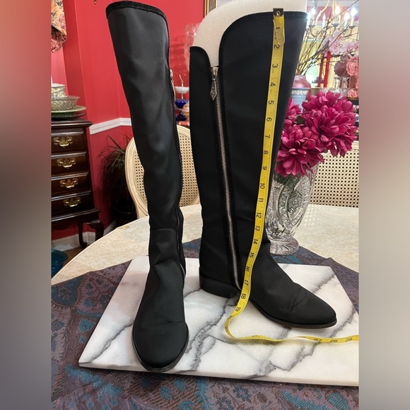 Donald J Pliner 7.5 Tall Textile Zipper OverTheKnee BLK Boots w leather soles - Picture 4 of 16